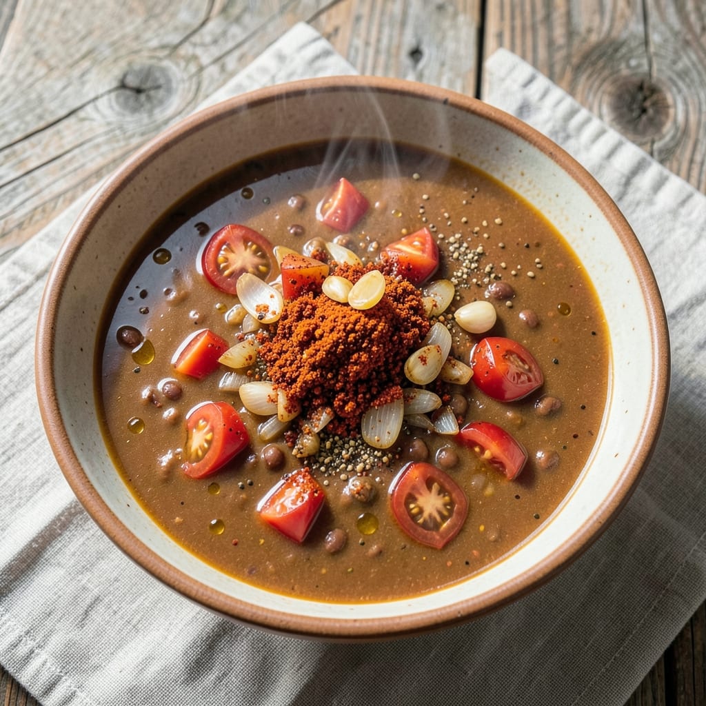 Achi Soup Recipe: Ethio-Cha Spiced Tomato Stew With Crispy Berbere Crunch