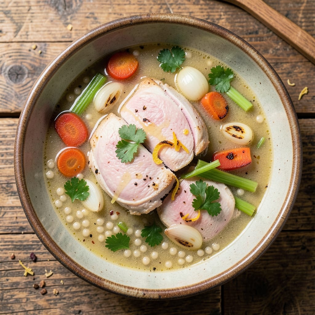 Alpine Village Chicken Soup Recipe: Herbed Creaminess with Toasted Barley Crunch