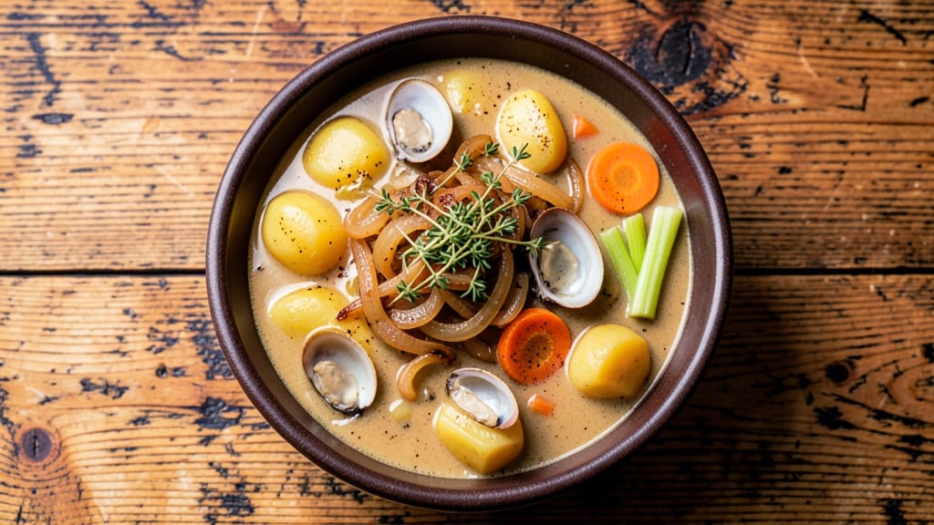 Bear Creek Potato Soup and Clam Chowder Recipe: Creamy Layered Richness with Crispy Celery Crowns