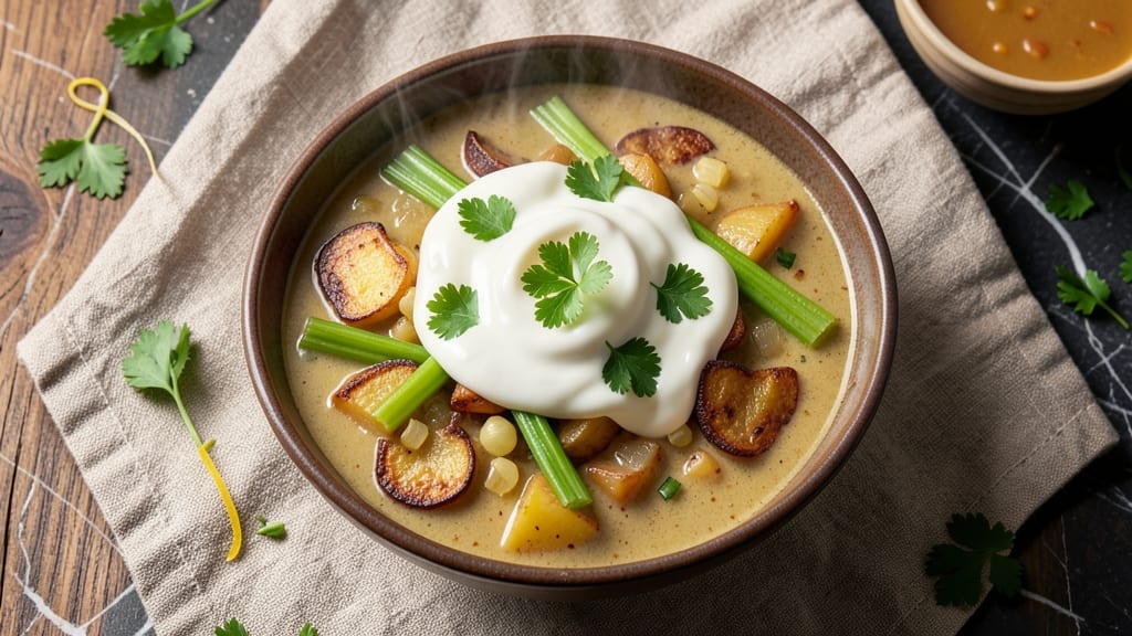 Atlanta Bread Company Potato Soup Recipe: Celery Crown Crunch Over Velvety Herb Swirls