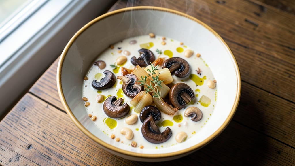 Brio Mushroom Soup Recipe: Earthy Umami Richness With Crispy Celery Crowns