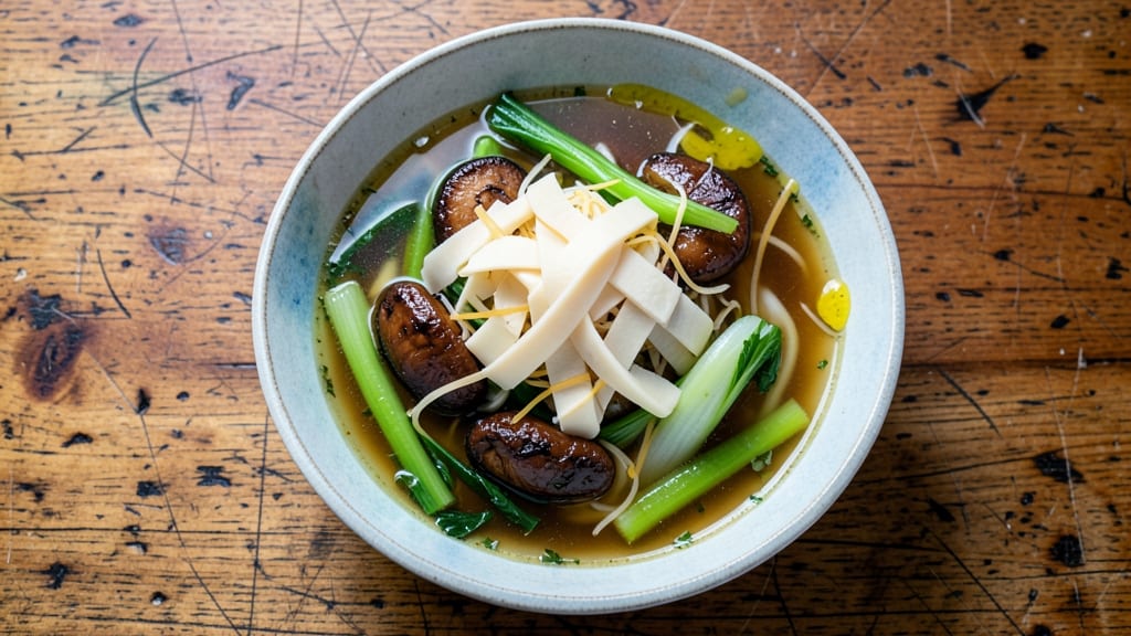 Asian Greens Soup Recipe: Fragrant Ginger-Lime Broth With Silky Tofu Ribbons