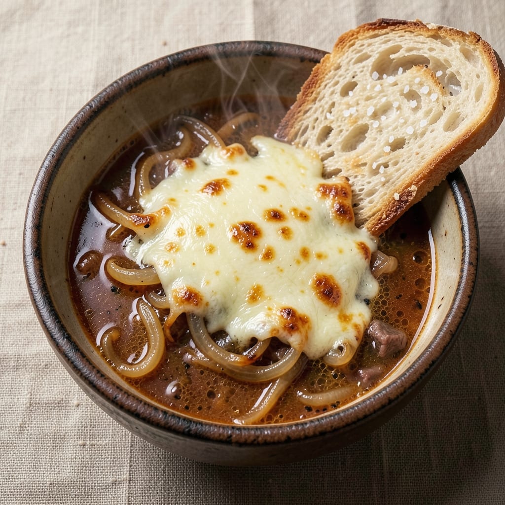 Ale House French Onion Soup Recipe: Caramelized Onions and Gruyère Crown