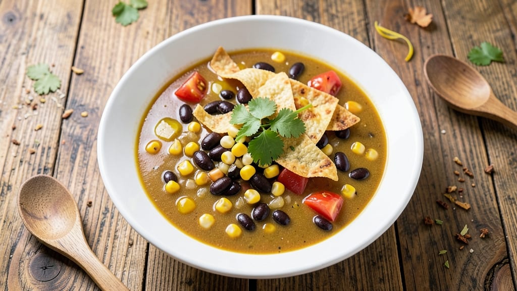 BJ's Famous Tortilla Soup Recipe: Smoky Black Bean and Corn Crunch Topped
