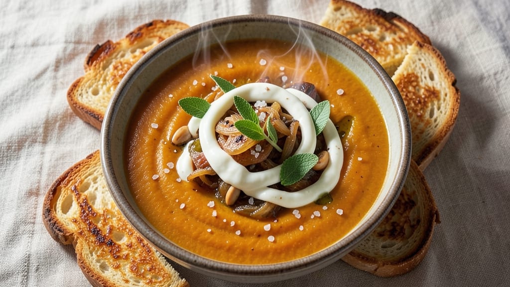 Baked Whole Pumpkin Soup Recipe: Velvety Spice and Toasted Sage Crunch