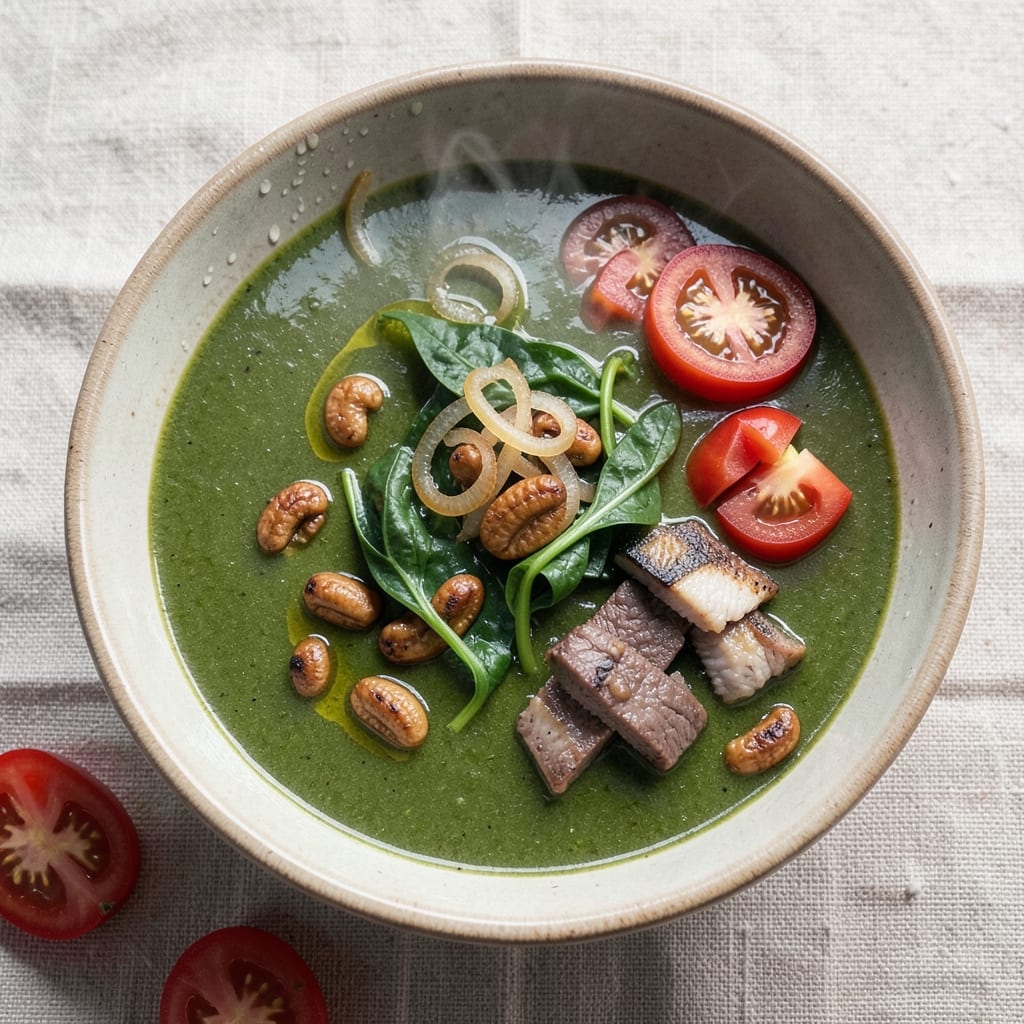 African Afang Soup Recipe Ingredients: Leafy Greens and Palm Nut Creaminess