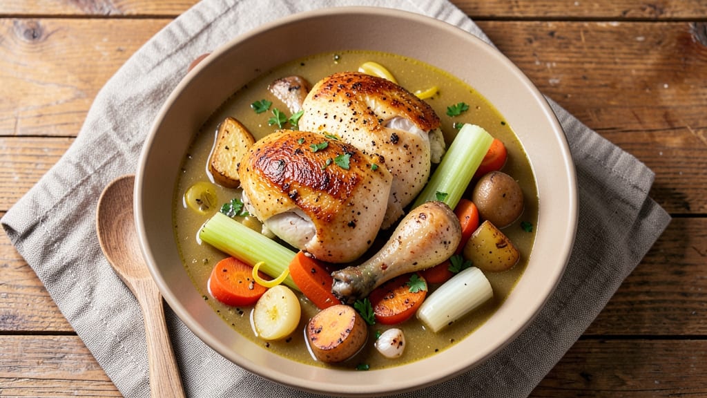 Baked Chicken Soup Recipe: Golden Crust Chicken Shards in Silky Broth