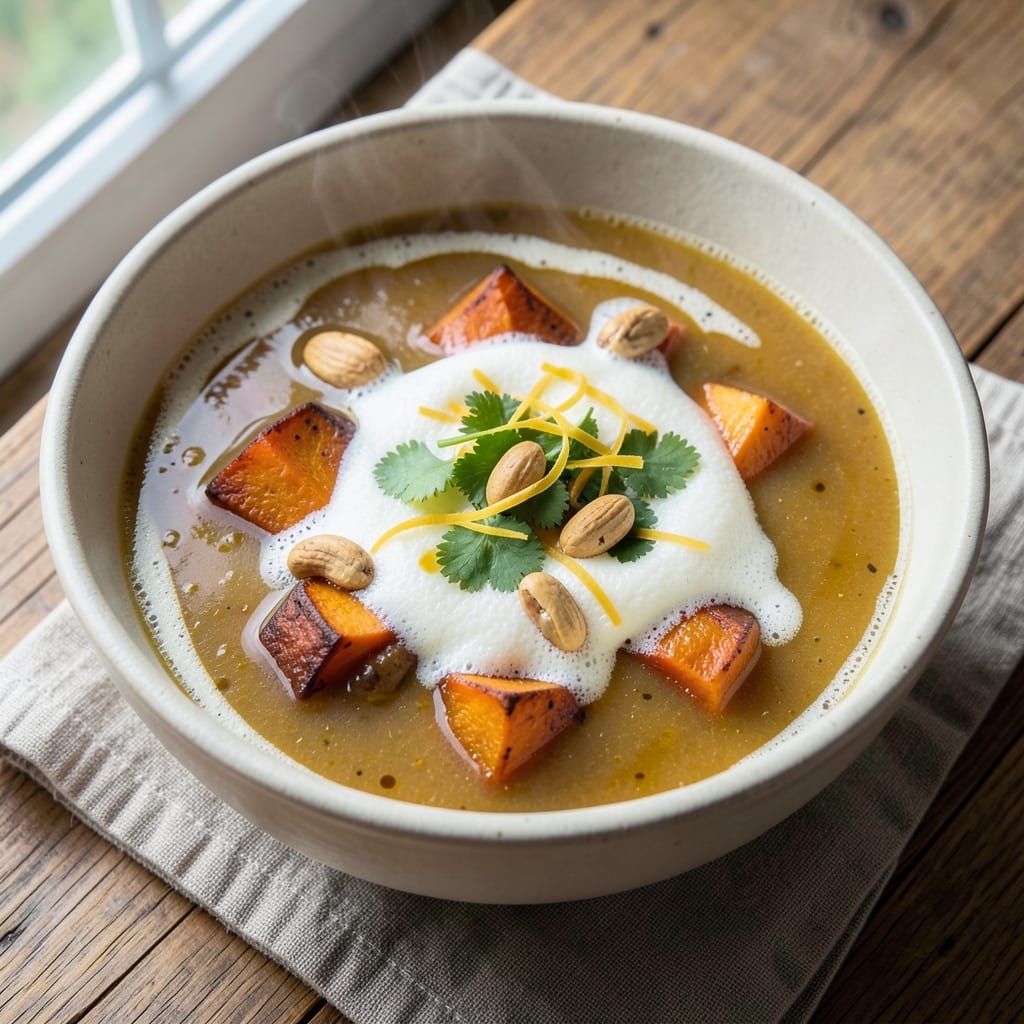 African Sweet Potato Soup Recipe: Toasted Spice and Coconut Crunch Fusion