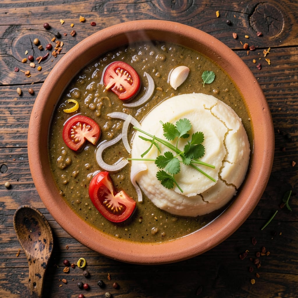 African Egusi Soup and Fufu Recipe: Nutty Seed and Starchy Pudding Pairing