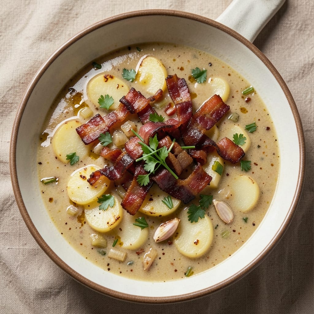 Alton Brown's Potato Soup Recipe: Velvety Swirls With Crispy Bacon Topping