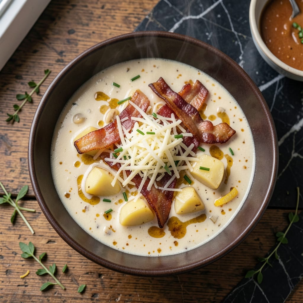 54th Street Potato Soup Copycat Recipe: Smoky Bacon and Gruyère Velvety Richness