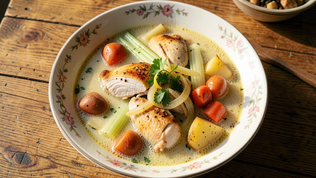 Babish Chicken Soup Recipe: Crispy Celery Crowns Over Herb-Infused Broth