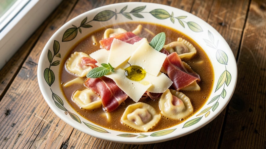 Authentic Italian Tortellini Soup Recipe: Parmigiano-Reggiano Crust on Silky Broth