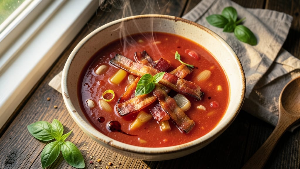 Bonge's Tavern Tomato Soup Recipe: Smoky Bacon and Celery Crown Crunch in Every Spoonful