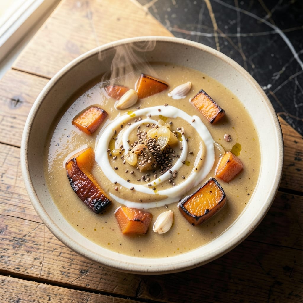 Acorn Squash and Sweet Potato Soup Recipe: Toasted Cumin and Charred Onion Depth
