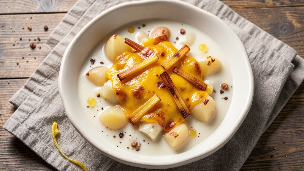 Boxed Au Gratin Potato Soup Recipe: Crispy Celery Crowns Over Velvety Cheese Ribbons