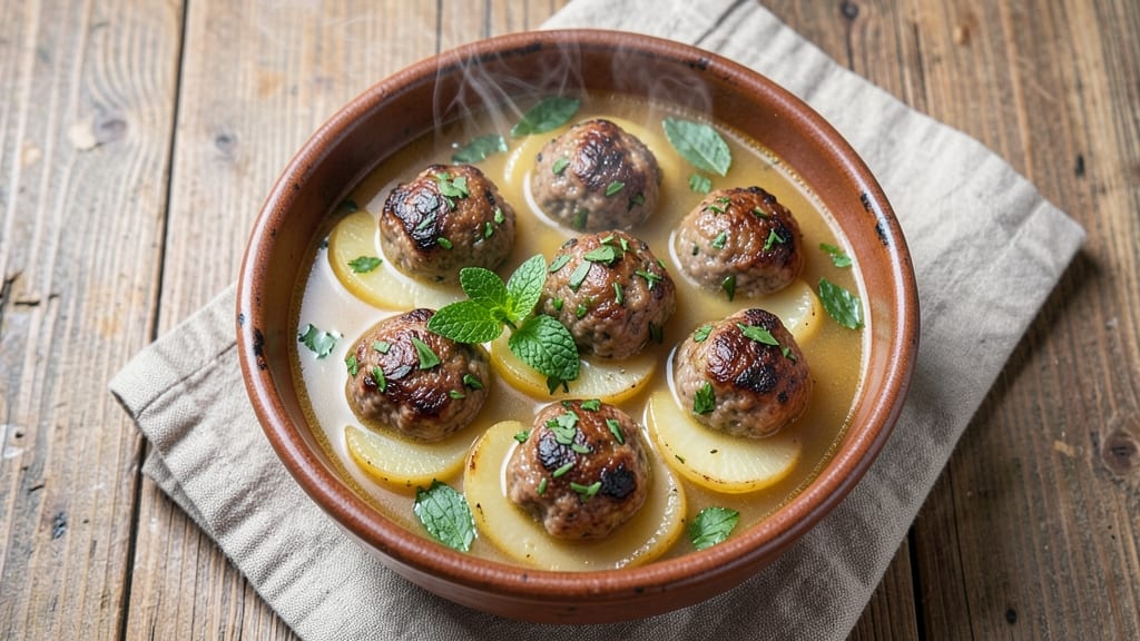 Authentic Albondigas Soup Recipe with Mint: Crispy Meatballs in Herbed Tomato Broth