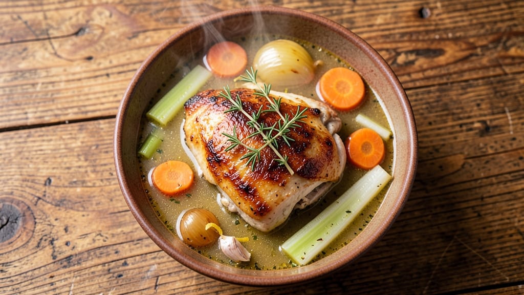Avila's Chicken Soup Recipe: Homestyle Crispy Celery Crowns Over Creamy Herb Broth